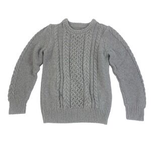 Maximus Rex Cable Knit Sweater Girls SZ 6 Gray Crewneck Long Sleeve Cotton Blend